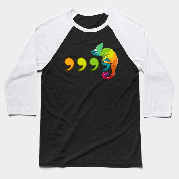 Comma Chameleon Baseball T-Shirt by Rengaw Designs